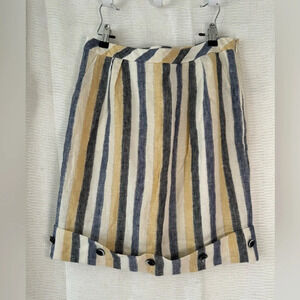 Anthropologie Edme & Esyllte Linen striped Skirt Size 8
